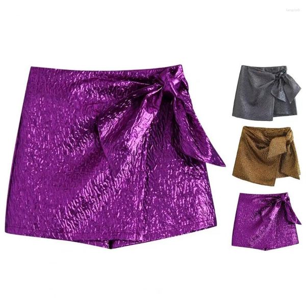 Shorts Femmes Sexy Femmes Bowknot Super Court Plissé Taille Haute Volant Printemps / Automne Mini Jupe Pour La Fête