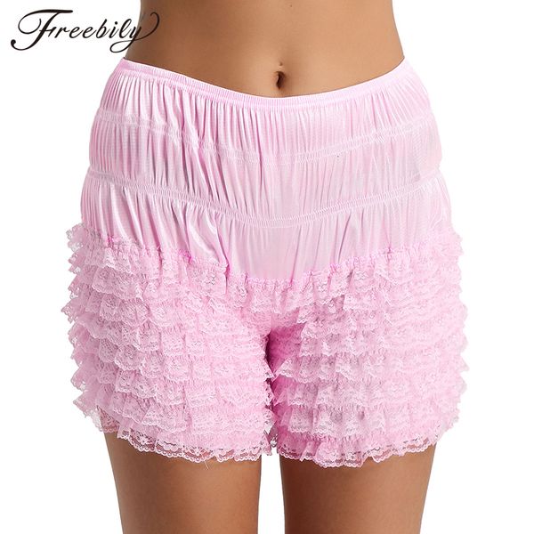 Shorts femininos sexy mulheres plissado verão casual shorts bloomers rendas sissy babados calcinhas em camadas boyshort mulheres clubwear dança shorts 230413