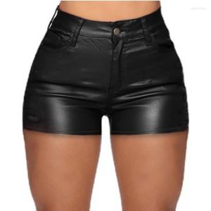Shorts pour femmes Sexy Y2k Femme PU Cuir Skinny Élastique Taille Haute Pantalon Court Femmes Vêtements Faux Goth Leggings Été