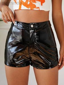 Shorts en cuir verni brillant pour femme, taille d'été, en Latex PU, Slim, pantalons courts chauds, personnalisés de rue, ldd240312