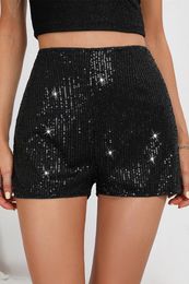 Damesshorts Kort metallique a paillettes pour femmes taille haute noir maigre fete boIte de nuit bas de danse vetements chauds pour filles Bling 231206