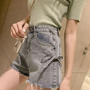 Damesshorts Korte broek voor vrouwen om jeans met trekkoord te dragen Damesontwerp Koreaanse stijl Mini hoge taille Denim Mode in casual XL