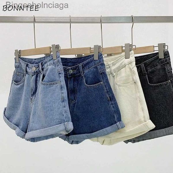 Shorts féminins shorts féminins denim vintage d'été basique simple all-match chaussette high