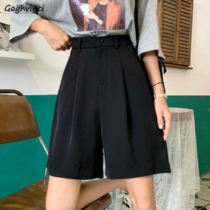 Shorts pour femmes Shorts femmes été bouton longueur genou noir jambe large drapé ample style coréen décontracté femmes bureau BF Streetwear mode Simple 230316