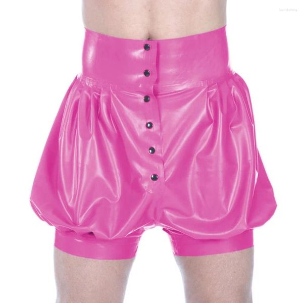 Shorts pour femmes Sissy Solide Couleur Vinyle PVC Cuir Lolita Court Bloomers Femmes Hommes Vintage Cosplay Citrouille Sexy Pantalon Boutonné 7XL