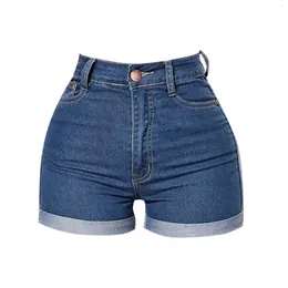 Shorts pour femmes SkinnyJeans Femmes Été 2024 Taille haute Mini Jeans courts roulés serrés Denim Pantalones Cortos