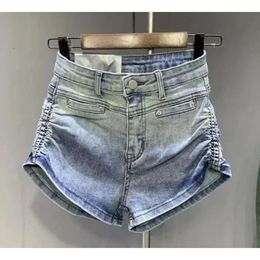 Pantalones cortos para mujeres SOEFDIOO RAMP Denim Fashion High Elastic Lift Hip Fold Jeans cortos 2024 Summer Y2K Streetwear Tending