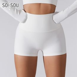 Shorts pour femme SOISOU – Short de Yoga en tissu côtelé pour femmes, Short de Sport, de Fitness, sans couture, taille haute, respirant, élastique, pour cyclisme, 230807