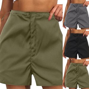 Shorts Pour Femme Base De Couleur Unie Pour Les Femmes Désir Pur Taille Haute Mince Cordon Trois Quarts Pantalon Vêtements Féminins D'été