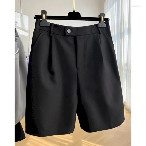 Short féminin solide de vente d'été combinaison tissu décontracté mi-pantalons vintage vintage de style coréen hauteur pantalon droit