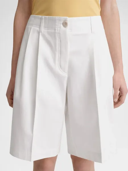 Short féminin plissé blanc ou noir décontracté 2024 Été dames pantalons courts coton à poitrine simple