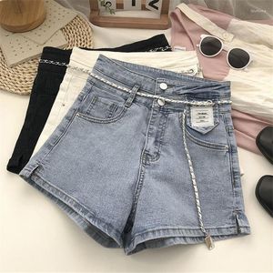 Shorts pour femmes Streetwear 2023 Été taille haute jambe large jean femmes coréen décontracté chaîne a-ligne pantalon dames pantalons cortos