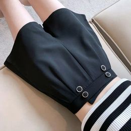 Dames shorts streetwear zwart casual losse vrouwen elegante hoge taille wit een lijn breedbeen pak korte kwaliteit broek A21