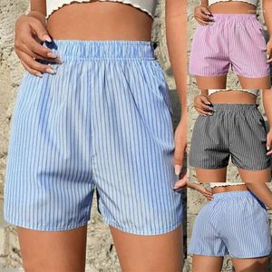 Shorts pour femmes rayé élastique taille haute jambe droite pantalons de sport d'été mode maison Streetwear vêtements de plage