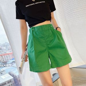 Dames shorts Summer Fashion Shorts For Women High Taille Cotton Casual Black Green White Elastic Taille Wide Been Short Women's Clothing 230504