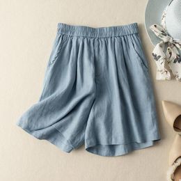 Dames shorts Summer Fashion Woman Solid Color High Taille Pants vrouwelijke vintage knie lengte broek Casual Street Pantalon 2024