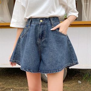 Short féminin Summer High Taist Denim for Femmes 2024 Korean Blue All-Match Casual-Leg-leg Pant Girl Fashion Loose Jean