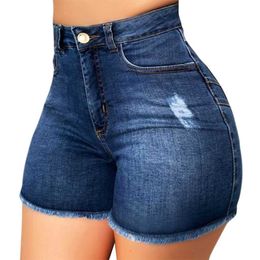 Short féminin Summer High Denim Short Fringe's Fringe effilochée Jeans Ripped Shorts Hot Shorts en denim Fringe File Flayed Ripped Jeans # T2G Y23