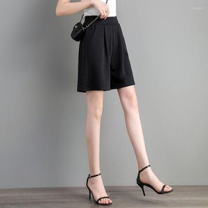 Dames shorts Summer Ice Silk High Taille Black Capris broek vaste kleur los all-match plus size casual mode dames kleding
