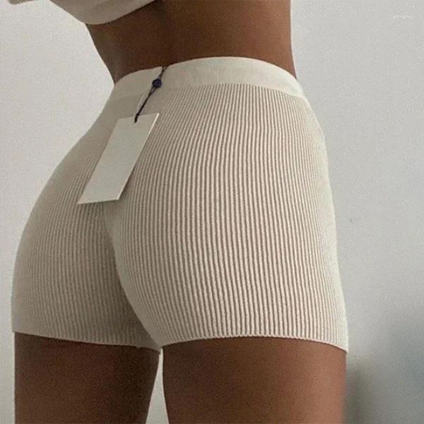 Short féminin tricot tricot slim coton femmes décontractée blanc noir sexy hauteur streetwear streetwear basique motard étiré