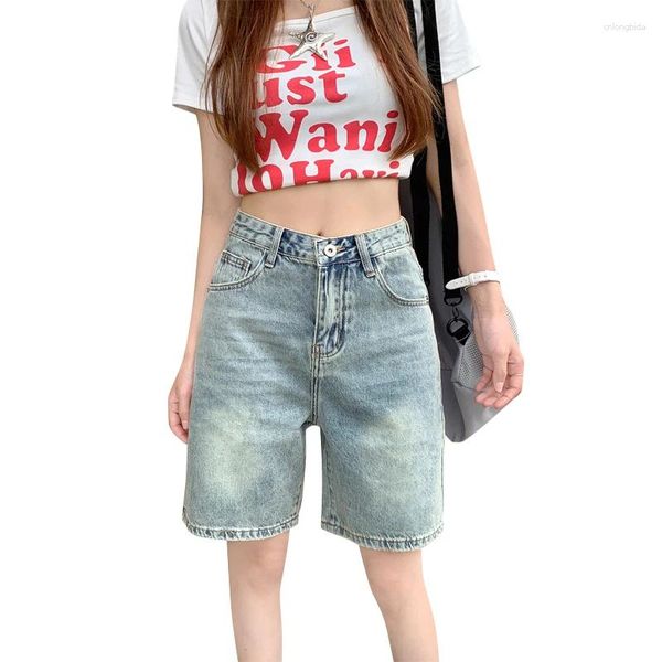 Short féminin Summer Loose Loose-leg denim High Waist plus taille largeur large-leg Capris Casual