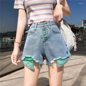 Dames shorts Summer Patchwork denim plus size high taille gat jeans korte casual Harajuku streetwear vrouwen 8819