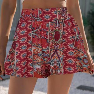 Shorts pour femmes été grande taille pantalons de survêtement grand Vintage imprimé basique taille haute plage pantalon court ample