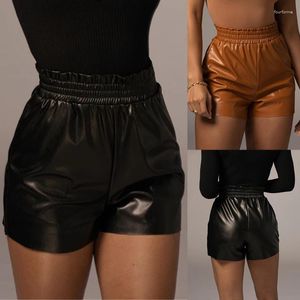 Vrouwen Shorts Zomer PU Lederen Broek Europese En Amerikaanse Sexy Hoge Taille Losse Heupen Wijde Pijpen Vrouwen