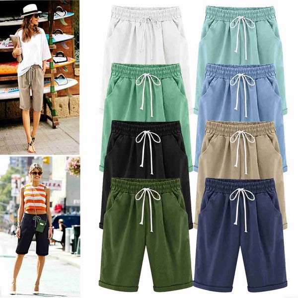 Shorts pour femmes Shorts d'été Femmes Cordon Élastique Cinq Points Pantalon longueur genou bermuda shorts Pour Femmes Bermuda Casual Shorts