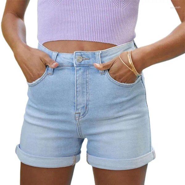 Shorts pour femmes Summer Stretch Midriff Button Splice Denim Femmes Confortable Casual Trois Quarts Pantalon Femme Mode Ultra-court Jeans