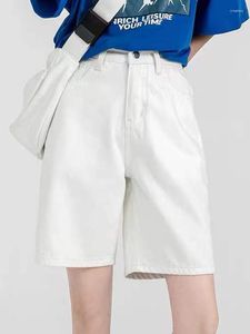 Dames shorts Summer White Denim Women Casual High Taille Straight Baggy Jean Y2K Streetwear Wide Been Short Jeans voor 2023