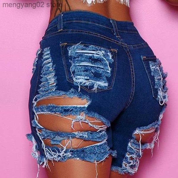 Shorts pour femmes été femme à la mode short en jean déchiré mode sexy taille haute jeans shorts rue hipster shorts vêtements S-2XL 2020 nouveau T230515