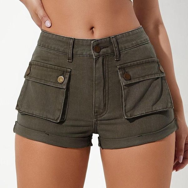 Shorts Pour Femme D'été Pantalon Femme Jeans Taille Haute Denim Ourlet Plié Court Ancien Style Cassé Pantalones De Mujer