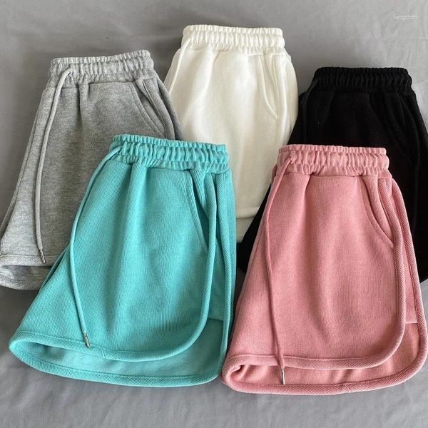 Pantalones cortos para mujer, pantalones de verano para mujer, cintura alta, cómodos, sueltos, deportivos, pantalones femeninos, pantalones casuales elásticos de Color sólido, calle famosa F45