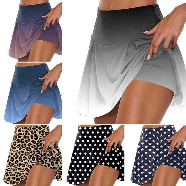 Shorts pour femme Été femmes à pois imprimé jupes Shorts Yoga Shorts Fitness jupes fille taille haute décontractée cyclisme course sport danse jupe L24313