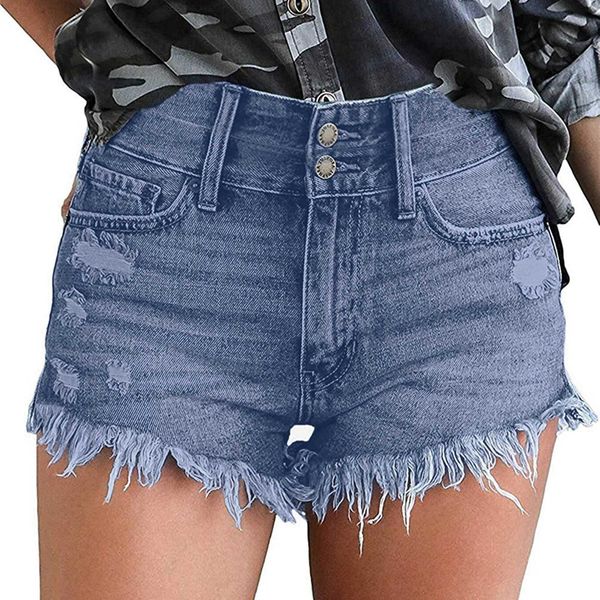 Shorts pour femmes été pantalons pour femmes trou ourlet usé cardigan short leggings style en détresse jeans en denim Pantalones De Mujer P230530