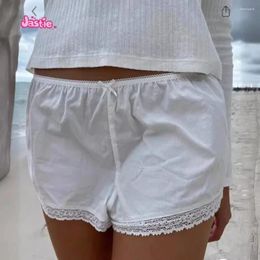 Dames shorts Sweet Lace Trim Dames 2024 Zomer Boog Elastische taille Casual Short Pant Cotton Cute Y2K Pants White Simple Home Underwear