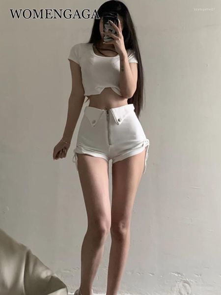 Short femme Sweet Spice Girl Sexy taille haute serré Slim hanche côté cordon plissé décontracté Babes coréen rose UP2I