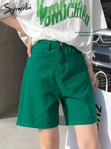 Shorts pour femmes Syiwidii Denim vert Jeans pour femmes Été Mode coréenne Vêtements de rue Taille haute chic Couleur Bottes Cargo Shorts 230331
