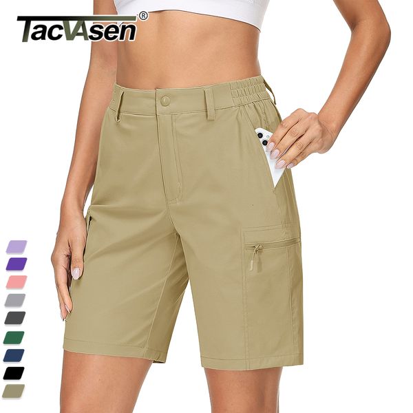 Short pour femme TACVASEN Short de randonnée à séchage rapide Respirant Léger Short de jogging pour femme Pantalon court extérieur Poches zippées Cargo Workwear 230515