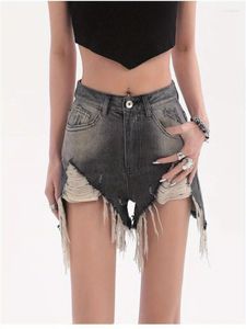 Dames shorts Tassel Hole Design Sexy Black Gray Denim Summer Pants Girl Street Casual Vrouwelijke Hip Wrap Fimini