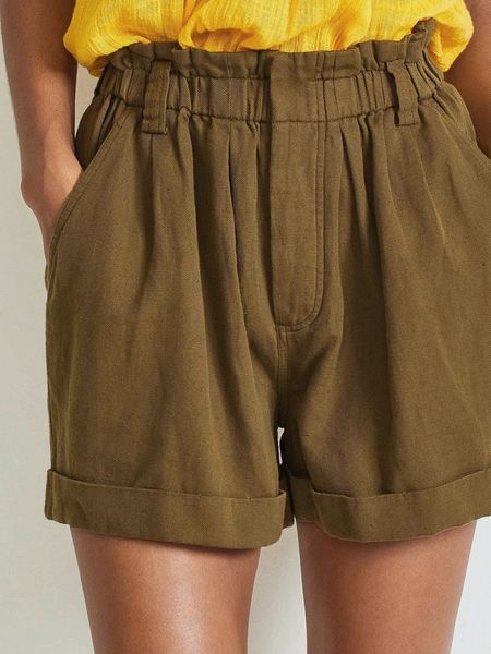Shorts pour femmes trois couleurs coton lin lâche bourgeon dames décontracté AllMatch roulé pantalon court avec poches 230222