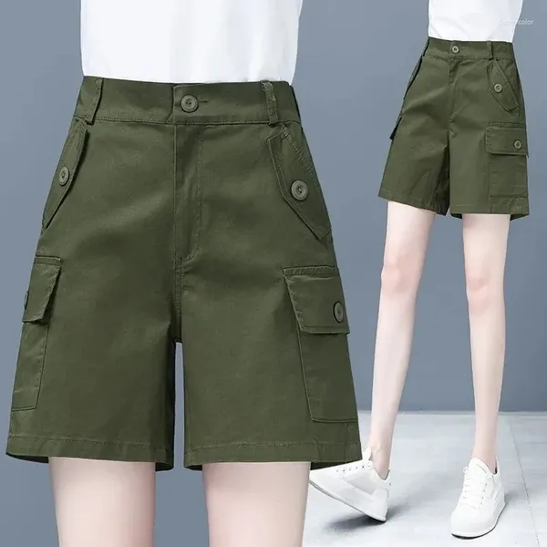 Instalaciones de pantalones cortos para mujeres Pantalones de múltiples múltiples bolsillo de algodón de algodón de múltiples bolsillo