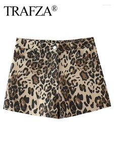 Shorts pour femmes Trafza Pant 2024 Fashion Summer Leopard Short pour les femmes décontractées chic dames dame Outwear
