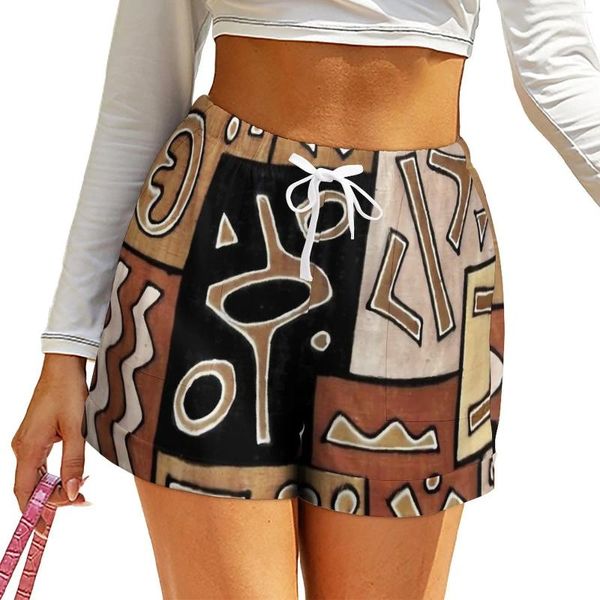 Shorts pour femmes imprimé tribal ethnique africain surdimensionné mode de rue taille haute élastique pantalons courts femmes conception poches bas