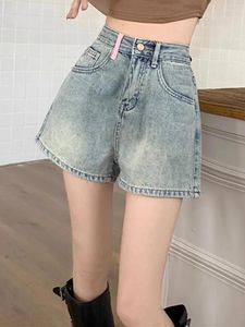 Dames shorts vintage klassieke hoge taille casual simpel voor vrouwen zomer chic tassels borduurwerk mode sexy vrouwelijke Jean
