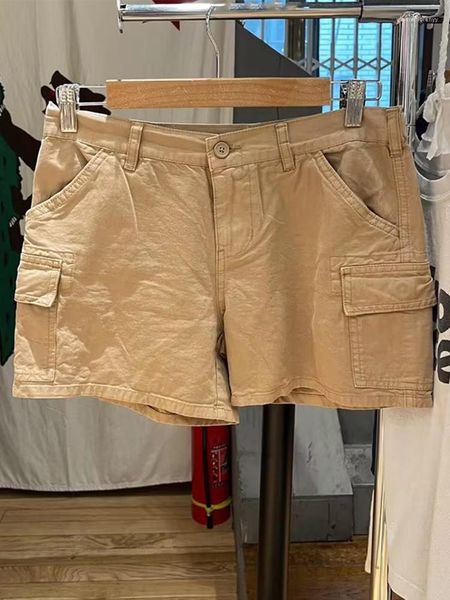 Short féminin Vintage Khaki Pockets Cargo Femmes Summer High Wistry Joggers Pantalons courts Femme Y2K Streetwear Solid Casual