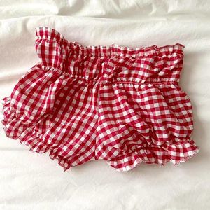 Shorts pour femmes vintage Red Plaid Elastic Affiche Slim Blooders Ruffled Pantal