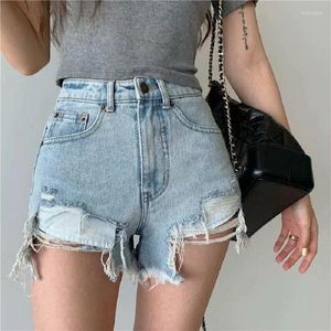 Pantalones cortos de mujer Vintage Ripped Jeans Mujer Verano Cintura alta Sexy Mujer Tallas grandes Chic Mini Blue Denim Girls Q5940