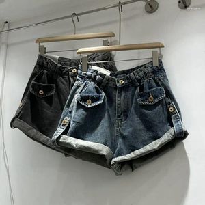 Shorts pour femmes Vintage lavé vieux denim frisé pour les femmes mode d'été filles épicées taille haute jean mince et polyvalent